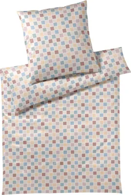 Produktbild von elegante Mako-Satin-Bettwäsche-Garnitur Scrabble Farbe Natur Größe 135x200+80x80