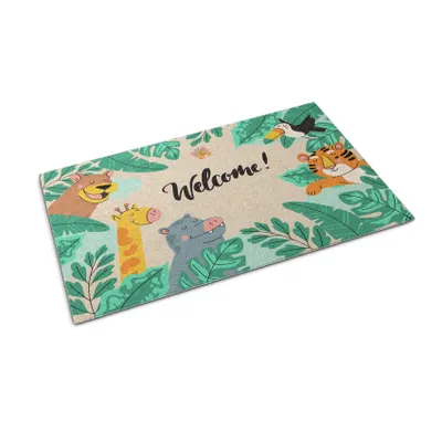 Obrázok produktu pre Rohožka na dvere - Rohož na zachytávanie nečistôt - Nekĺzavá vnútorná vonkajšia rohož - 60x40 cm - Vitajte zvieratá