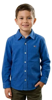 Immagine prodotto di Camicia Tommy Hilfiger da bambino in cotone vellutato blu 128