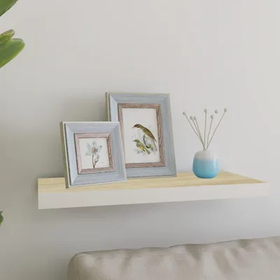 Produktbild von Wandregal aus Eiche und Weiß 60 x 23,5 x 3,8 cm