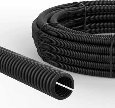 Produktbild von 5m AUPROTEC Wellrohr geschlitzt innen Ø 4,5 mm Kabelschutz Rohr Marderschutz Leerrohr – schwarz