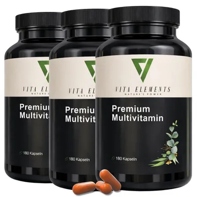 Produktbild von Vita Elements Multivitamin Komplex 3er Set 180 Kapseln Vitalstoffe A-Z Vitamine Nahrungsergänzungsmittel