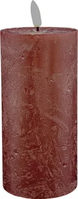 Produktbild von LED Stumpenkerze Rot Ø7,5x15 cm – Echtwachseffekt, Timer, Batteriebetrieb