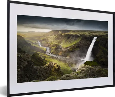 Produktbild von MuchoWow® MuchoWow® Gerahmtes Poster Wasserfall - Skandinavien - Wolken 60x40 cm - Poster mit zchwarzem Bilderrahmen - Schlafzimmer - Plakat in Rahmen - Drucken