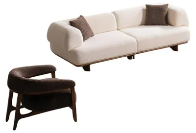 Immagine prodotto di Elegantes Wohnzimmer Polster-Set Stilvoller 3-Sitzer Relaxsessel
