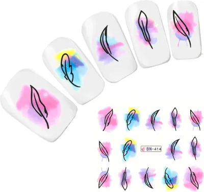 Produktbild von Tattoo Nail Art Feder Bunt Nagel Sticker