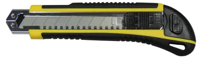 Produktbild von Profi Cuttermesser mit selbstladendem Magazin und Klingensicherung - Inklusive 3 M3 Stahlklingen und stabiler Metallführunggelb/schwarz