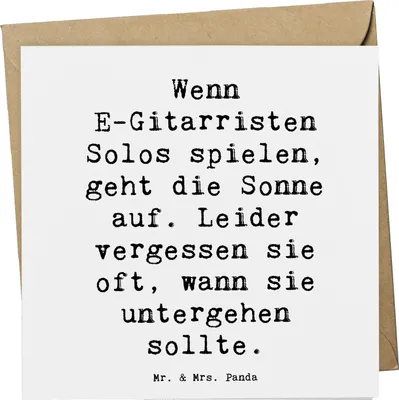 Produktbild von Mr. & Mrs. Panda Deluxe Karte Spruch E-Gitarre Solos - Weiß - Geschenk, Musiker, Bandperformance, Musik, elektrische Gitarre, Instrument, Glückwunschkarte, live Auftritte