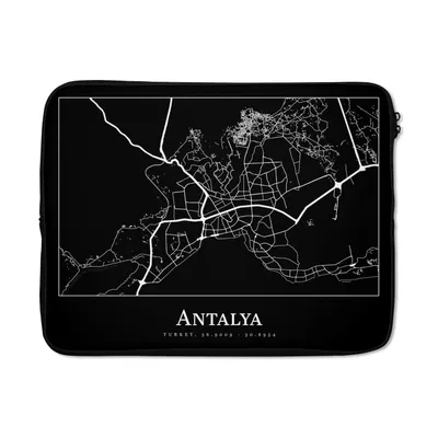Produktbild von MuchoWow® Laptop Hülle 17 Zoll Laptoptasche Karte - Antalya - Stadtplan - Zipper - Schutzabdeckung