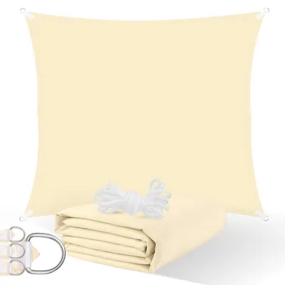 Productafbeelding van Schaduwdoek | Zonnezeil | Rechthoekig | 3 x 2 m | 90% Schaduw | Crème | 160 g/m2