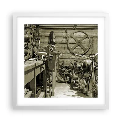 Produktbild von Gerahmtes Poster - Weißer Rahmen - Werkstatt Motor - 40x40 cm - Wand Bild - Wanddeko - Wandbilder - Kunstposter - Wandposter - Bilderrahmen - Bilder - Kunstdruck - Wandbild - P2WAC40x40-3519