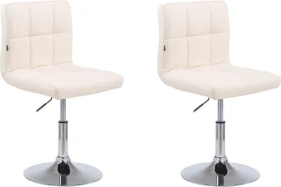 Produktbild von 2er Set Barhocker BANGKO - Kunstleder Creme 44x49x74 cm | Barstuhl Höhenverstellbar Mit Lehne Drehbar Tresenhocker Tresenstuhl Kneipenhocker
