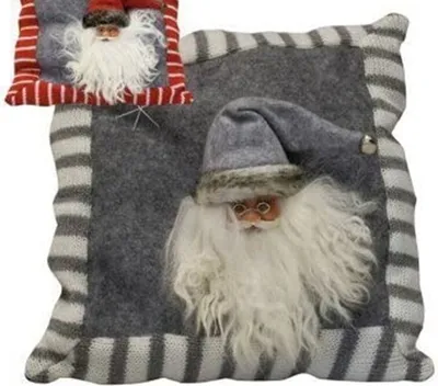 Produktbild von Kissen mit Weihnachtsmann Zierkissen Deco Kissen grau