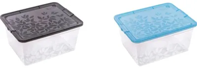 Productafbeelding van Twee dozen met deksel, type Jasmine, inhoud 2 liter, afmetingen 191x143x106 mm