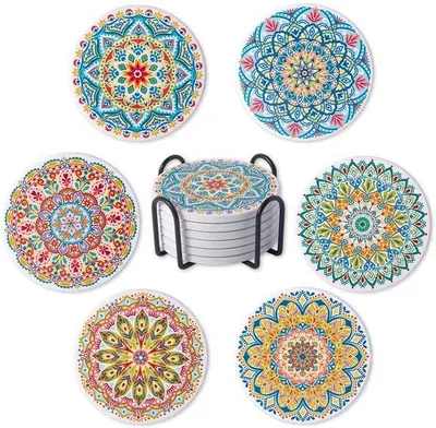 Immagine prodotto di Sottopiatti in Vetroceramica per tavolino da salotto, set da 6, verde, circa 10 cm