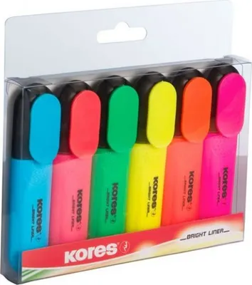 Obrázek produktu pro Zvýrazňovač Kores "BRIGHT LINER", balení 6 kusů