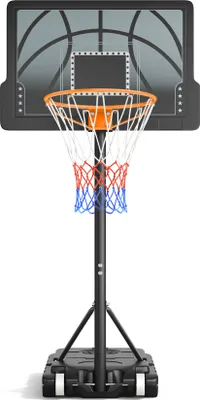 Produktbild von Yohood Basketballkorb Outdoor Kinder, Basketballkorb mit Ständer, höhenverstellbar 110-210 cm, tragbarer Basketballkorb Indoor/Outdoor Wetterfest