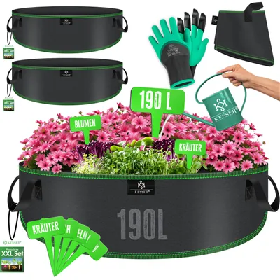 Immagine prodotto di KESSER® Sacchetto per piante in feltro con targhette identificative, finestre trasparenti e maniglie – ideale per ortaggi, fiori e frutta