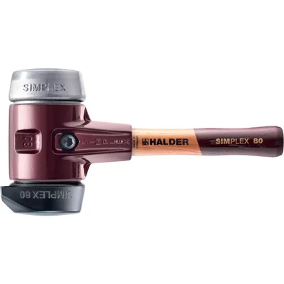 Produktbild von HALDER SIMPLEX Schonhammer Ø 80 mm Gummi / Weichmetall mit Standfuß und extra kurzem Stiel Termpergussgehäuse
