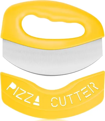 Produktbild von Pizzaroller Edelstahl scharf, mit Schutzkappe, ergonomisch, extra große Klinge, für Pizza, Teig & Gebäck, spülmaschinengeeignet