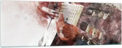Produktbild von Bilder auf glas - Gitarre Musik - 90x30cm - Glasbilder - Wandbilder - Bilder - Kunstdruck - zum Aufhängen bereit - Wanddekoration aus Glas - Glas Bilder - Wandbild auf Glas - Einteilig - GAB90x30-4000