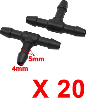 Image de 20pcs 4mm Diamètre intérieur plastique forme T Menuisier Air Eau Connecteur tube flexible carburant