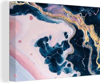 Produktbild von OneMillionCanvasses® - Leinwandbilder - 140x90 cm, Marmor - Rosa - Gold, Wandbilder Kunstdruck Wanddekoration - Foto auf Leinwand - Gemälde auf Holzrahmen