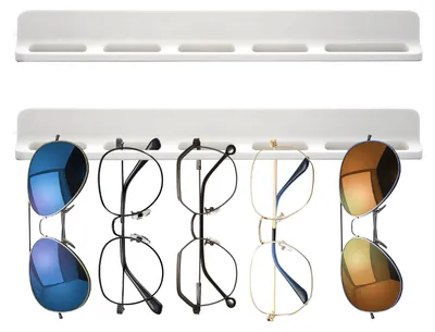 2er Set Brillenhalter aus Silikon, Wandmontage, 5 Fächer