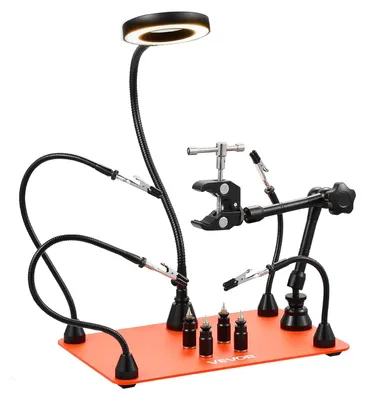 Zdjęcie produktu dla Vevor Magnetyczna Stacja Lutownicza 3X Lupa Led 4 Ramiona 360 Uchwyt