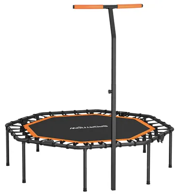 Obrázok produktu pre Trampolína na cvičenie s madlom | Farba: čierna + oranžová | Rozmery: 120 x 128 x 98-126 cm