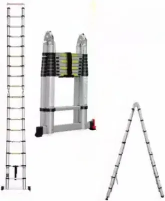Produktbild von Teleskopische Dachbodenleiter Ziza 440cm – Faltbare Aluminium-Teleskopleiter – Tragbar – EN131 – Max. Belastung 150 kg