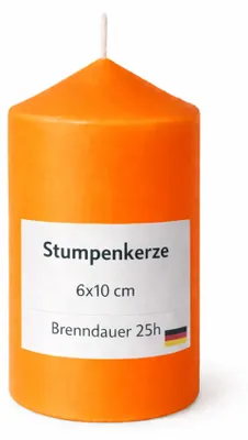 Productafbeelding van Stompkaarsen, Ø6cm x 10cm, oranje, set van 1