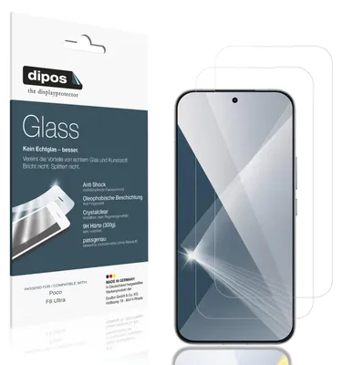 Produktbild von 2x Schutzfolie für Poco F8 Ultra - Anti-Shock 9H Folie dipos Glass Kunststoffglas