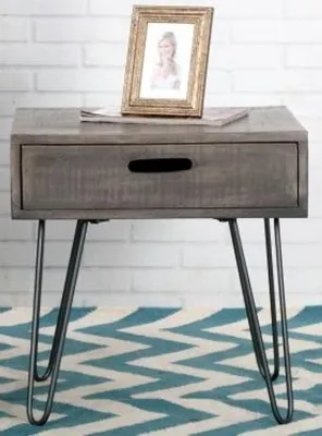 Image de Casa Padrino Designer Table d'Appoint Mango Gris 50cm - Bois Massif