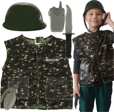 Immagine prodotto di Costume di Carnevale travestimento soldato set casco 3-8 anni