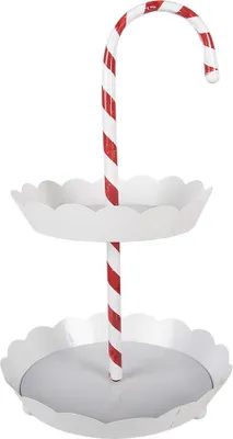 Obrázok produktu pre Clayre & Eef 2-vrstvový etážový stolík Ø 29x47 cm biely kov