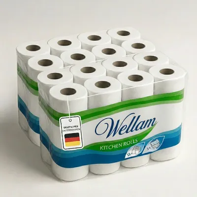 Produktbild von Vella Premium Küchenrollen 3-lagig Ultraweich, Saugstark & Hautfreundlich – Rollen Küchenpapier Reißfest, Ideal für Küche & Haushalt. 16 Rollen