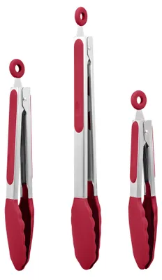Produktbild von Küchenhandschuhe mit Silikongriffen, hitzebeständig bis 315°C, 3 Stück, rot