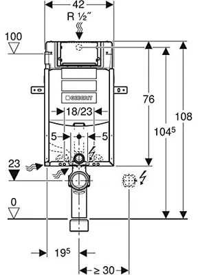 Kombifix Hängetoilette 108 cm mit Sigma Spülkasten 12 cm