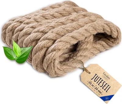 Obrázek produktu pro Creative Deco Jutové lano Jutový provaz | 35m Long  24mm Silný | Konopné lano z juty | Kroucená přírodní vlákna