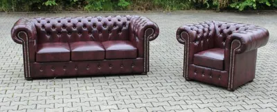 Immagine prodotto di Set di divani 3+1 Divano Chesterfield Divano in pelle Set di divani all'inglese