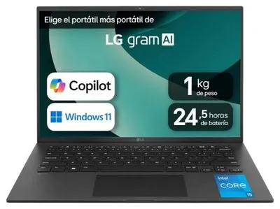 Image de LG Gram 14Z90RU-G.AA55B, Intel® Core™ i5, 35.6 cm (14"), 1920 x 1200 px, 16 Go, 512 Go, Windows 11 Home