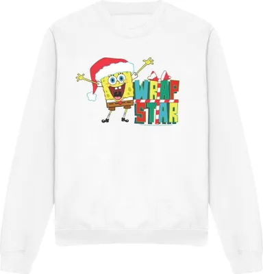 Obrázek produktu pro SpongeBob SquarePants - "Wrap Star At Christmas" Sweatshirt für Herren/Damen Uni TV12613 (L) (Weiß)