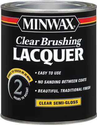 Produktbild von Minwax Clear Brushing Lacquer – Schnell trocknende Politur für Holz und Lack, Lackpolitur SEMI-GLOSS 946 ml