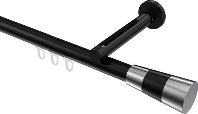 Produktbild von Interdeco Innenlaufstange / Gardinenstange mit Innenlauf Schwarz, Typ Siteno Tanara (Konus Bicolor), 20 mm Ø 1-läufig, 200 cm