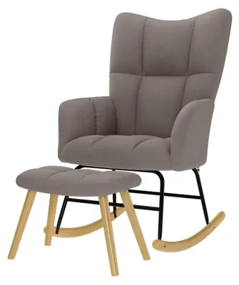 Produktbild von Schaukelstuhl mit Fußstütze, Schaukelstuhl, Taupe, Stoff