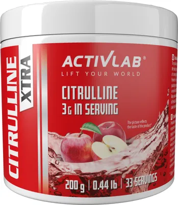 Produktbild von Activlab Citrulline Xtra 200g, Erhöht die Leistungsfähigkeit des Körpers und verzögert das Ermüdungsgefühl - Apfel