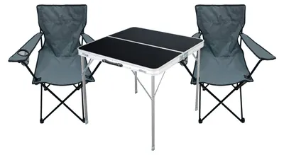 3-teiliges Campingmöbel Set Tisch schwarz + Campingstühle mit Tasche