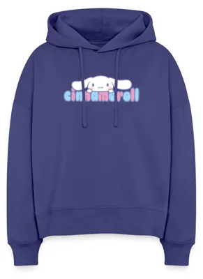 Produktbild von Spreadshirt Cinnamoroll Guckt Über Schriftzug Frauen Boxy Organic Hoodie, M, Dämmerung