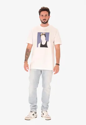 Produktbild von Heren-T-Shirt, weiß, aus 100% Baumwolle, mit künstlerischem Grafikdruck